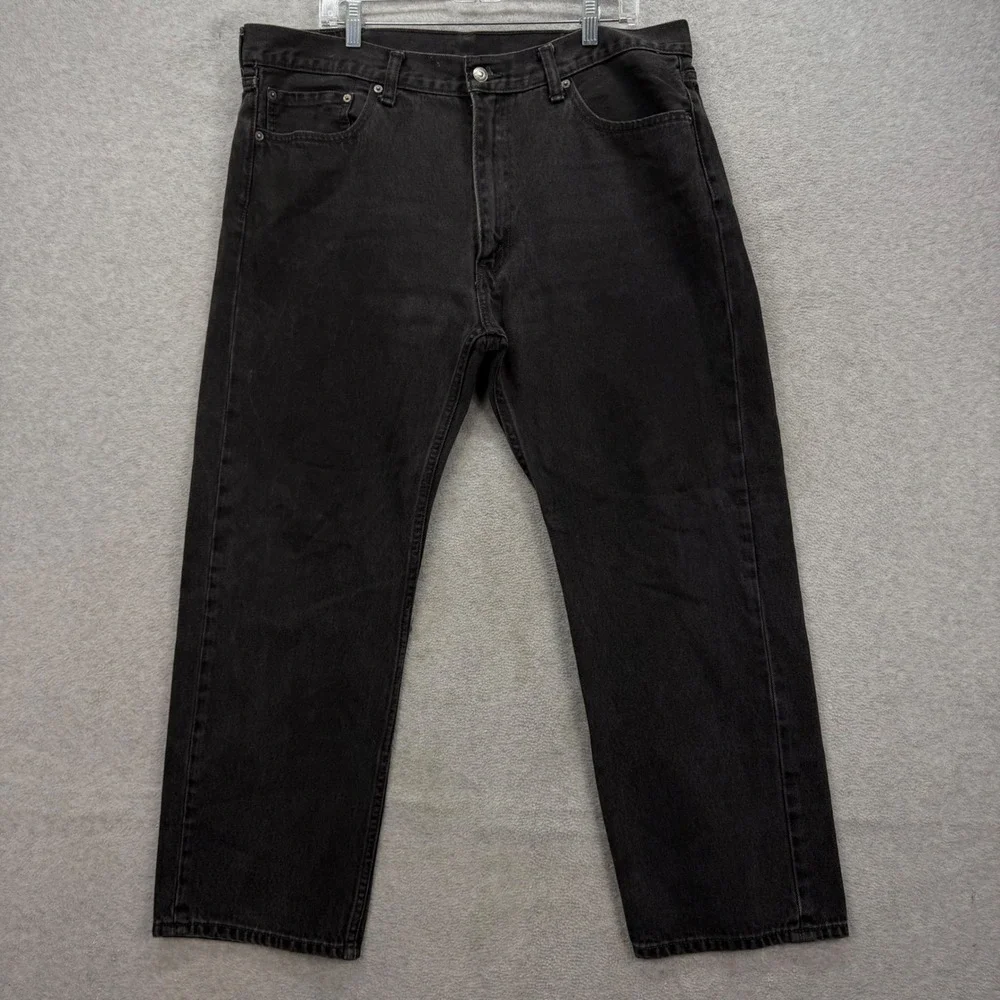 Levis‎ 505 Regular Fit Jeans Mens 40x28* Black Denim Pants Faded Straight Work